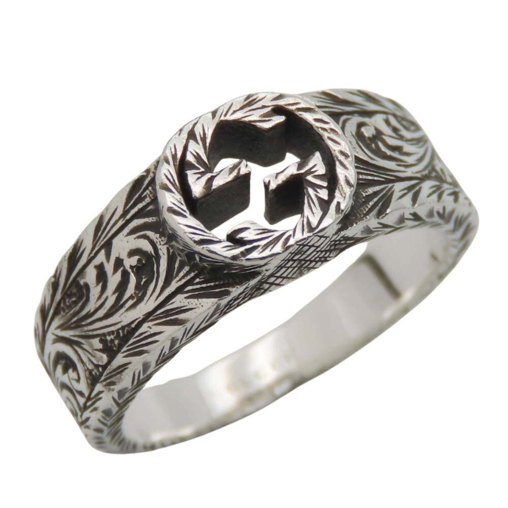Gucci Interlocking Arabesque Ring, Size 13, Sv925… - image 1